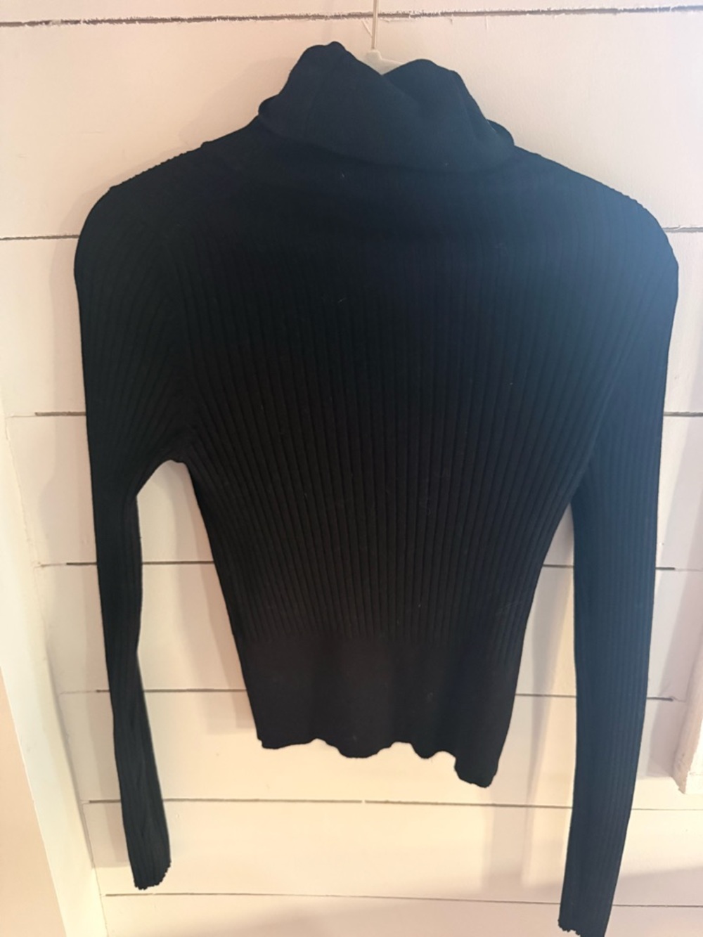 Zara Black Ribbed Long-Sleeve Turtleneck Top